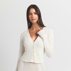 SKIMS Cream Featherweight Cashmere Cardigan Size Small